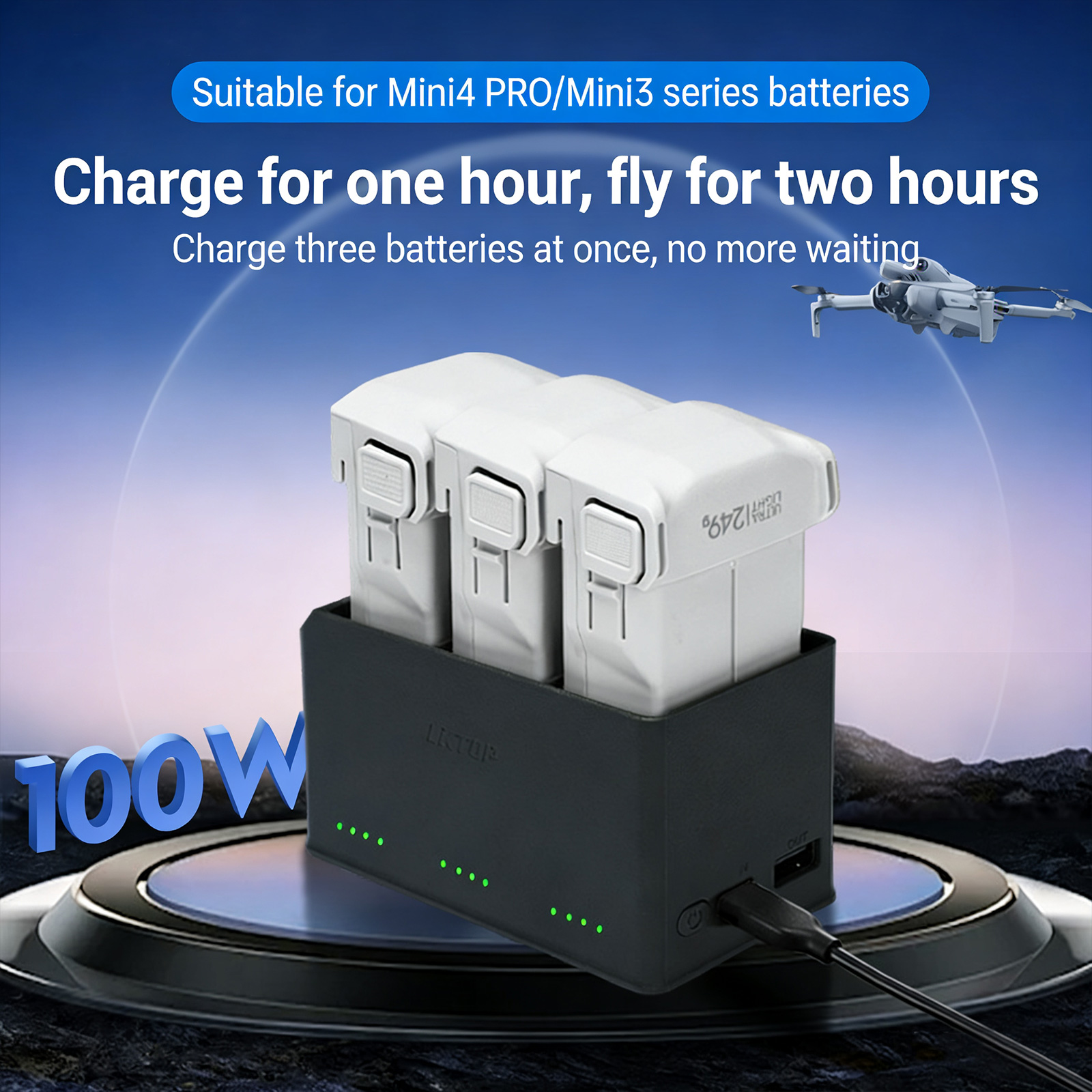 Drone Charging Hub - Carregador de Bateria para Mini 3/3